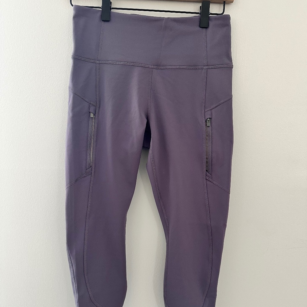 Athleta Fleece Lined Cold weather Purple Ranier Leggings Petite Small